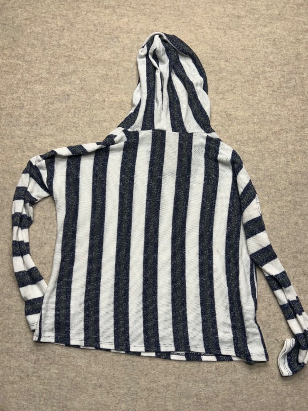 Paper Crane Striped Lightweight Hoodie Knit Small Coastal Beach Casual - Picture 6 of 8